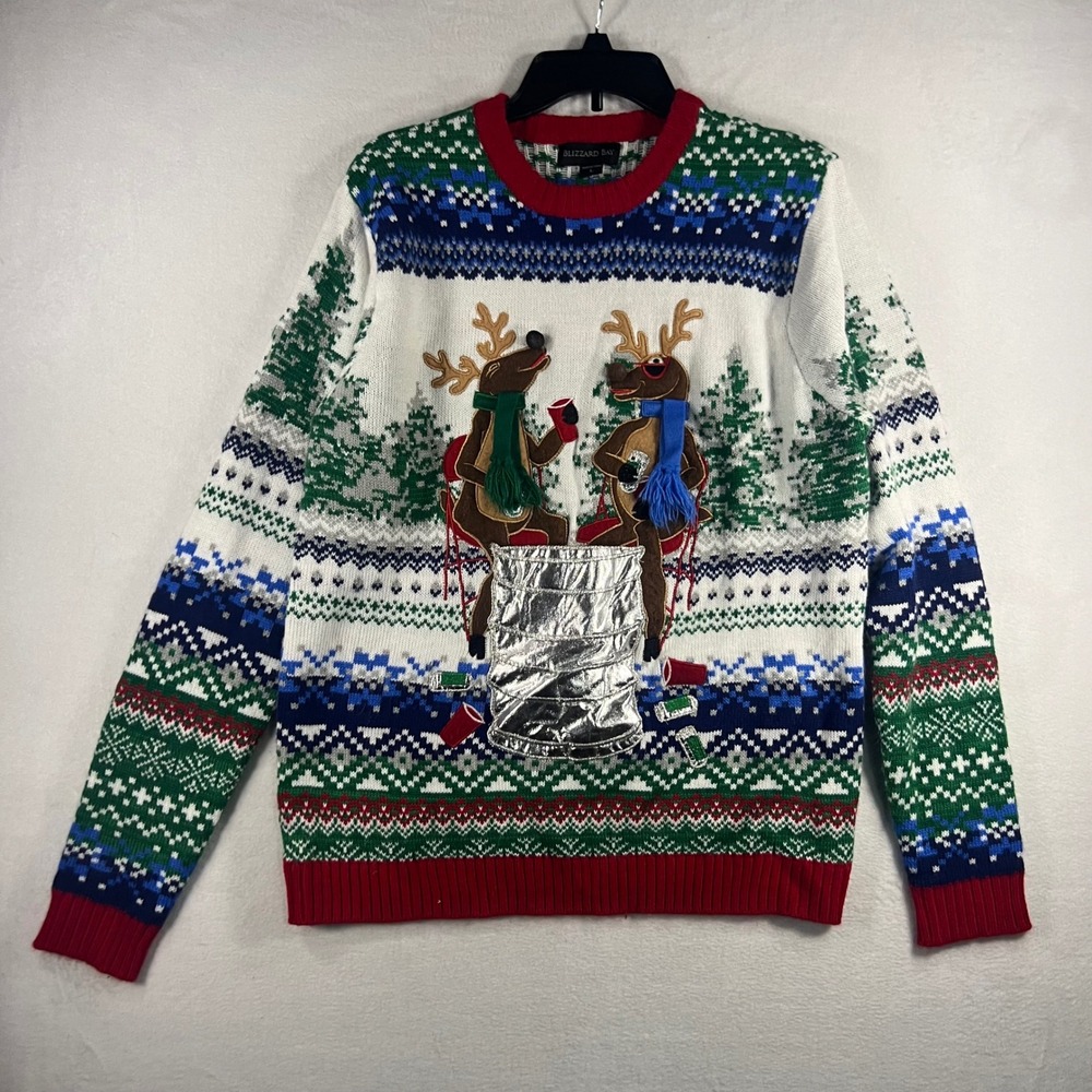 Blizzard Bay Mens Ugly Christmas Sweater Reindeer Party Size L